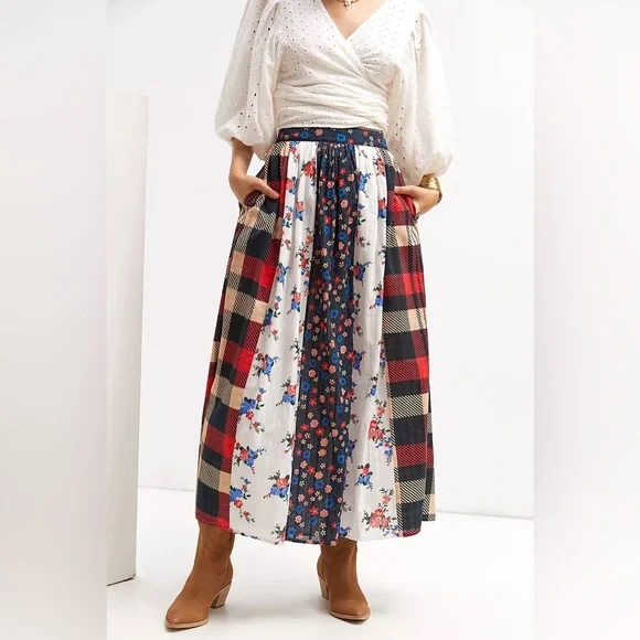 Anthropologie Let Me Be Patchwork Frontier Maxi Skirt - Picture 16 of 16